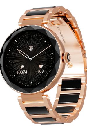 Titan Elixir 1.19" AMOLED Stainless Steel Smart Watch for Women with Diamond Cut Design, SpO2, BP & Skin Temp Monitorings, Heart Rate, BT Calling,...