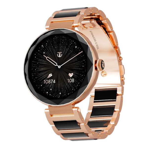 Titan Elixir 1.19" AMOLED Stainless Steel Smart Watch for Women with Diamond Cut Design, SpO2, BP & Skin Temp Monitorings, Heart Rate, BT Calling,...